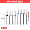 Wanmu 10Pcs Ceramic Nail Drill Bits, 3/32 Professional Acrylic File