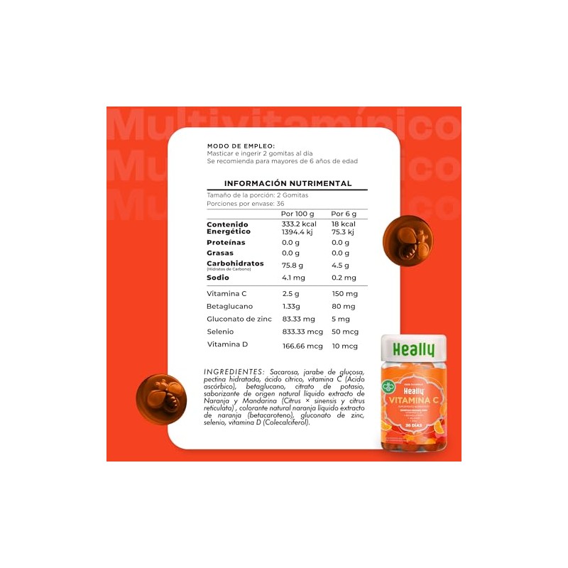 Multivitamínico Niños Desarrollo Powerful Defense Heally Omega Vitaminas Vitamina Sabor