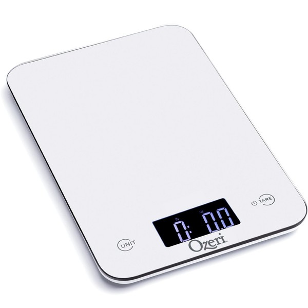 Ozeri Touch Professional Tempered Glass Digital Kitchen Scale, White