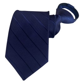 Lovacely - Corbatas con cierre para hombre, 3.15 pulgadas, clásica, de seda, con cierre y cierre de cierre, varios diseños, Azul marino (Stripe Navy Blue), Talla única