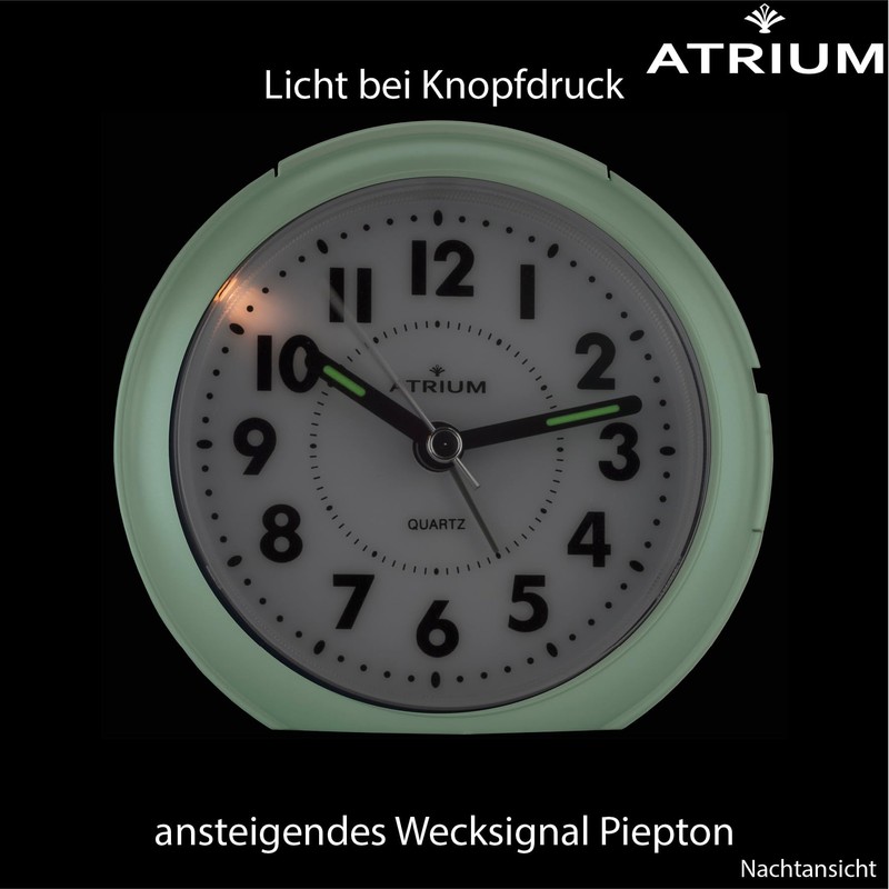 Atrium A240-13 Analogue Quartz Alarm Clock without Ticking with Light