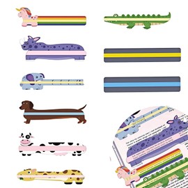 Reading Aid Children 1 Class, Pack of 9 Reading Ruler Primary School, Coloured Marking Strips, Guided Reading Strips for Students Children to Reduce Visual Stress (A)