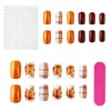 Thanksgiving Press On Short Nails Acrylic Glossy Full Cover Fall