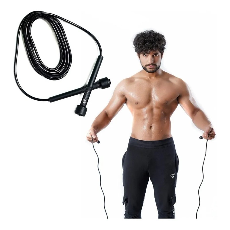 Cuerda Para Saltar Sportisimo - Ajustable Ejercicio Brincar Color Negro