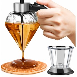 Diamond Glass Honey Dispenser with Bottom Pour Trigger, Elegant Oil & Syrup Dispenser for Kitchen Countertop