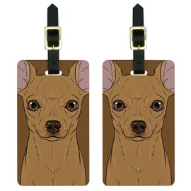 Chihuahua Face - Pet Dog Luggage Tags Suitcase Carry-On ID Set of 2