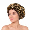 Leopard Satin-Lined Shower Cap for Girl Reusable Waterproof Women