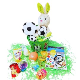 Ja'Cor Soccer Easter Basket DIY, Sports-Themed Easter Basket Filled with Mix Chocolates Candy Eggs Treats Assorted Activities Stuffers, Gift Baskets For All Occasions Care Package