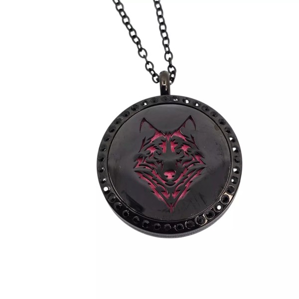 Total Senses Black Stainless Steel Wolf with Crystals Essential Oil