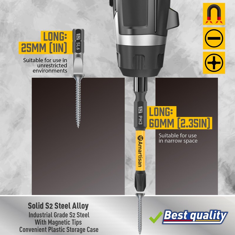 Amartisan 24-piece Screwdriver Bit Set | Magnetic Slotted Phillips driver