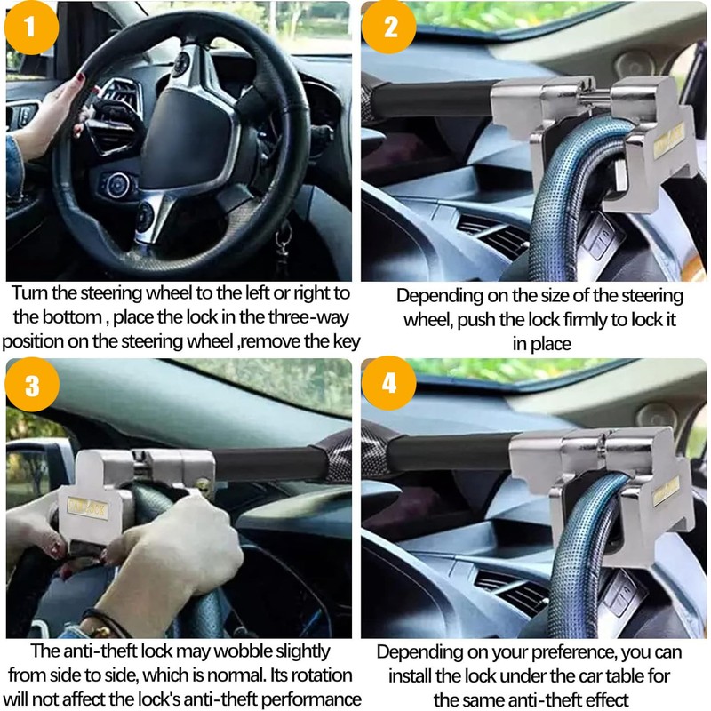 Steering Wheel Lock with Alarm,Steering Lock,Heavy Duty Car Anti-Theft Device