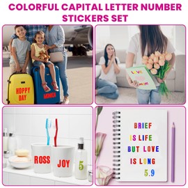 8 Blatt Selbstklebende Buchstaben Zahlen Aufkleber Set 2,5cm 5cm Groß Klebebuchstaben Selbstklebend Wasserfeste Vinyl Alphabet Nummer Sticker für Scrapbook Kunsthandwerk Karte Briefkästen(8 Farben)