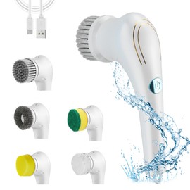 Electric Cleaning Brush, Handheld Spin Scrubber, Powerful Kitchen Cleaning Brush with 5 Brush Heads, Multifunctional Cleaning Brush, for Cleaning Kitchen, Shower, Tiles, Bathroom, Sink