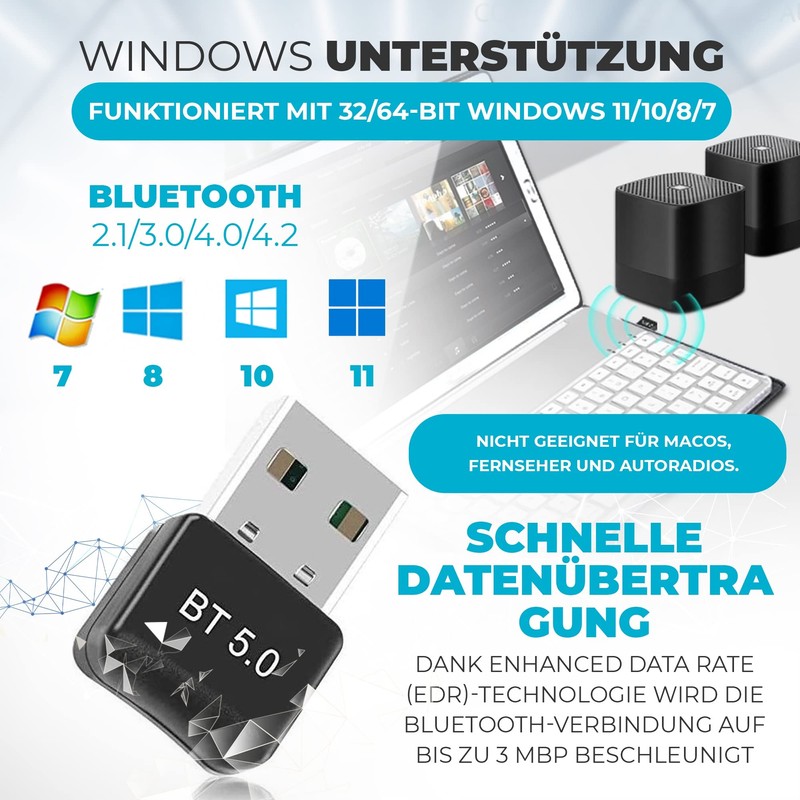 Vues Bluetooth 5.0 Adapter for PC, Bluetooth Dongle, USB Bluetooth