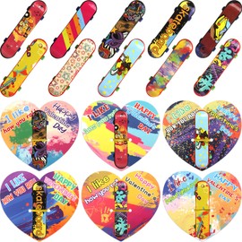 ceiba tree 30Pack Valentines Day Cards with Finger Skateboards for Kids Classroom Exchange Happy Valentine‘s Day Party Favors