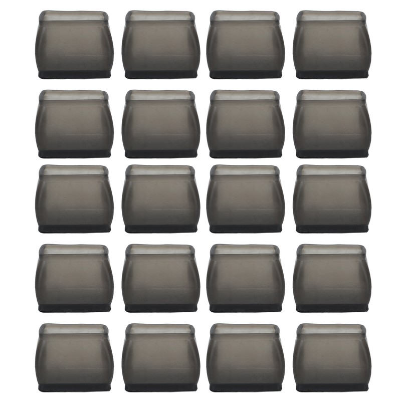 20 Pcs Chair Leg Floor Protector Rectangular Transparent Black Felt