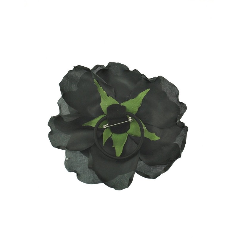 Zac's Alter Ego Very Large Satin-Feel Rose Flower on Brooch