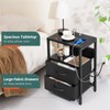 Yoobure Nightstand with Charging Station, LED Night Stand with Fabric