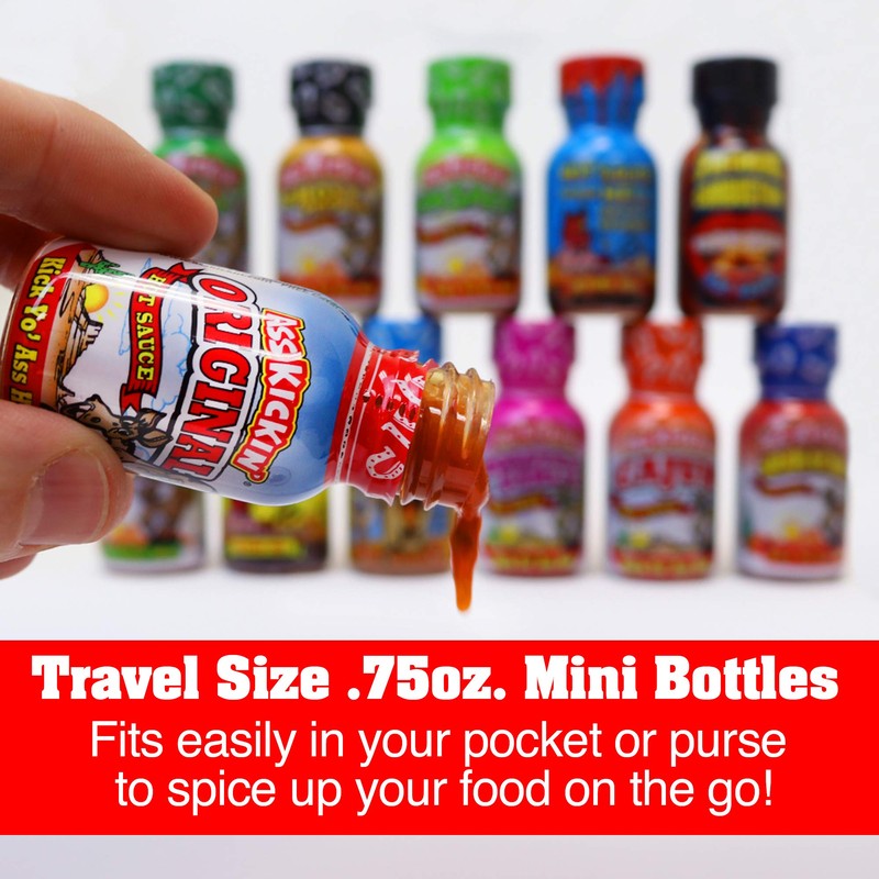 ASS KICKIN' Premium Hot Sauce Travel Size Mini Bottles -
