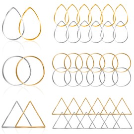 Earrings Beading Hoop for Jewelry Making, FANMAOUS Earrings Findings Hoops Earring Charms Open Bezel Pendant Frame for DIY Craft,Earring Necklace,Crafts Supplies (Triangle/Round/Teardrop)