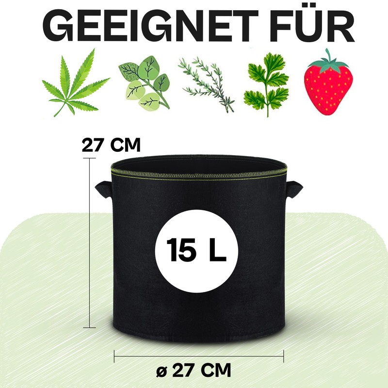 Praknu Plant Bag 15 L - Pack of 3 Non-Woven