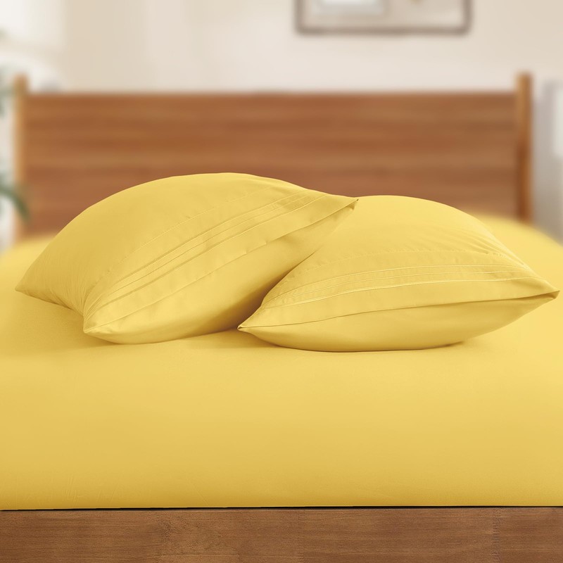 Horbaunal 2 Pack Microfiber Body Pillow Covers Yellow Body Pillow