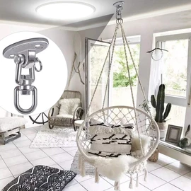 SELEWARE Set of 2 Permanent Antirust SUS304 Stainless Steel Heavy Duty 360° Swivel Swing Hanger, 2000 lb Capacity Playground Porch Swing Set with Screws for Chair Yoga Hammock Rope Tire Pod Bed Swing