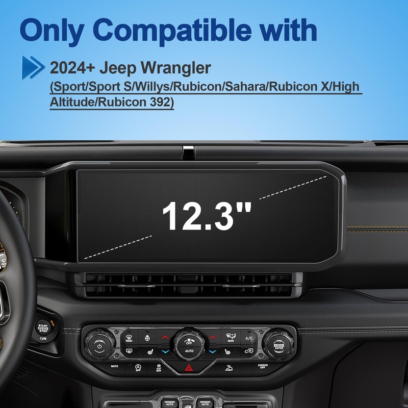 Coleya Anti-Glare Matte 2024-2026 Wrangler Screen Protector, for Jeep Wrangler