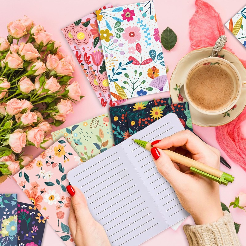 12 Pack Floral Mini Pocket Notepad, Colorful Small Flower Cover