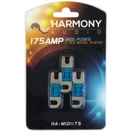 Harmony Audio HA-MIDI175 Car Stereo Fuseholder 3 Pack 175 Amp MIDI Fuses - Nickel Plated