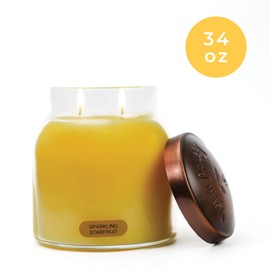 A Cheerful Giver Sparkling Starfruit 34oz Papa Scented Candle Jar with Lid Keepers of The Light 155 Hours of Burn Time, Gift for Women, Yellow