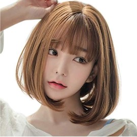 OneHorse Wig, Semi-Long, Bob, Short, Curl, Fluffy, Natural, Small Face, Heat Resistant, Medical Ladies, Imechen, With Net (Black)