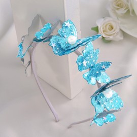 Edary Girl’s Butterfly Headband Sparkly Pearl Hair Band Butterfly Headpiece Festival Party Costume Hair Accessories