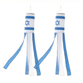 Israel Israeli Flag WindSock 2 Pack Stripes Wind Socks For Yard And Garden Flag,Front Porch Hanging Waterproof Suitable For Every Season ,40Inch.