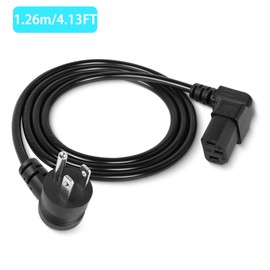 GELRHONR 90 Degrees 3 Prong AC to IEC320 C13 Power Cord,10A 125V Down Angle NEMA 5-15P to C13 Universal Power Cable for Notebook Computers, TV, Monitors-4.9Ft (Blcak-Down C13)