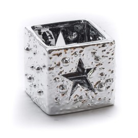DARO DEKO Ceramic Tea Light Holder Silver Star 7.5 x 7.5 cm 1 Piece