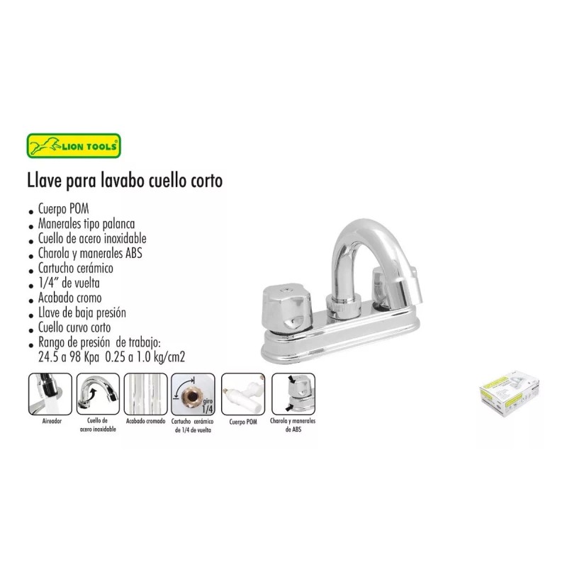 Lion Tools Mezcladora Para Lavabo Cuello Corto Abs Lions Tools