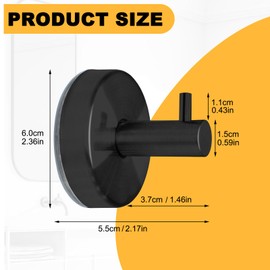 Menbyci 4 PCS Suction Cup Towel Hook,Stainless Steel Bathroom Shower Hooks,Anti-Rust Wall-Mounted Self Sticking Hooks,No Drill Heavy-Duty Bathrobe Suction Towel Hooks,Black Modern Towel Hooks