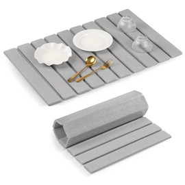 Xokomo Stone Drying Mat For Kitchen Counter, 22.83"(L)x15.35"(W), Kitchen Diatomaceous Earth Dish Drying Rack Mats, Over The Sink Home Organizer Gadgets Accessories Bottle Drying Mat (Grey)