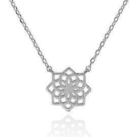 namana Mandala Pendant Necklaces for Women. Brushed Finish Sacred Geometry Necklaces for Teen Girls and Women. Dainty Necklace for Women with a Mandala Flower. Cute Jewelry for Women with Gift Box.