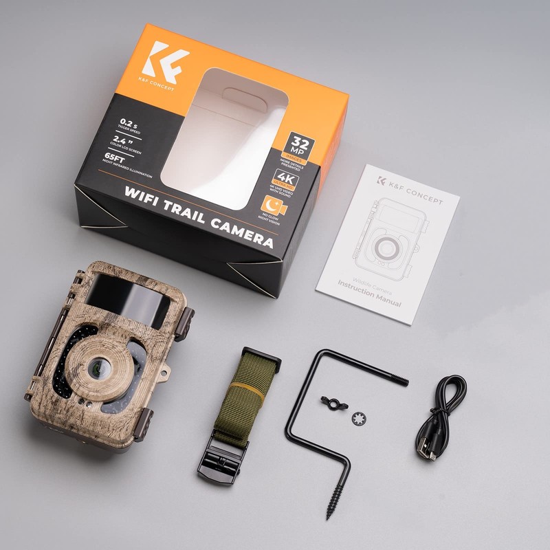 K&F Concept Trail Camera, 4K, 32 MP, Wi-Fi Compatible, Bluetooth,