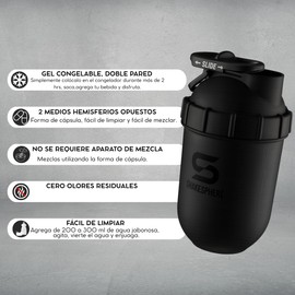 ShakeSphere Tumbler VIEW: Protein Shaker Bottle Smoothie Cup with Clear Window, 24 oz - Bladeless Blender Cup Purees Fruit, No Mixing Ball - Drink Powder Shake Mixer for Pre Workout, Gym (Matte Black)