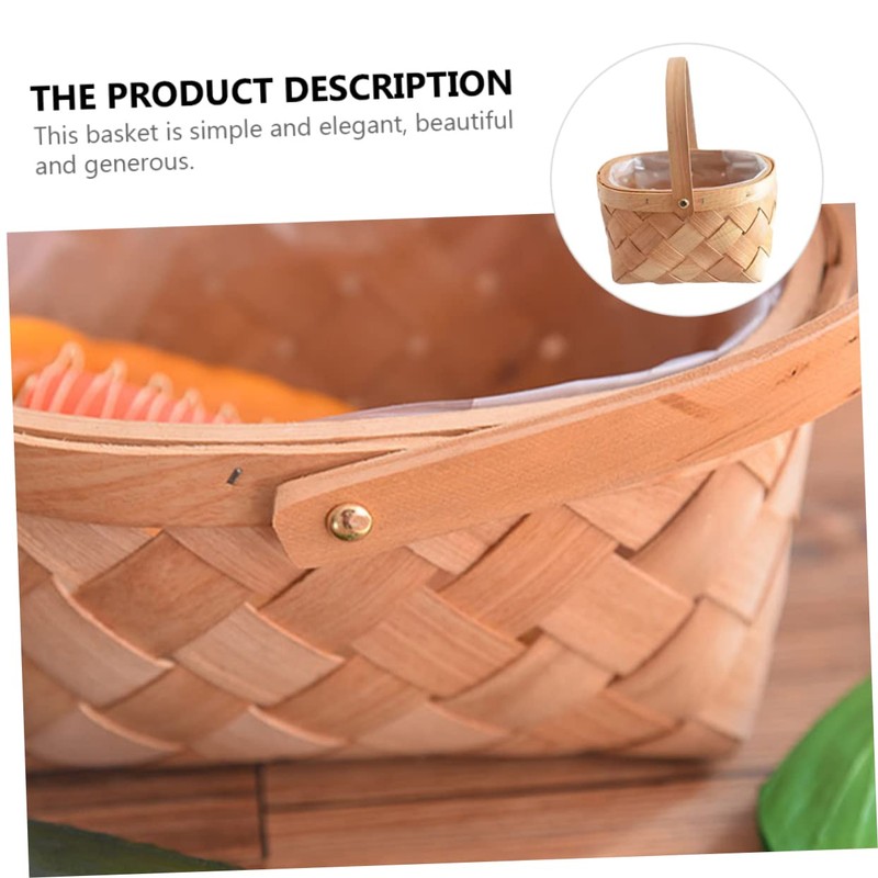 Ciieeo 1 PC Portable Handmade Bamboo Woven Flower Basket with