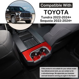 Aunginsy Car Rear Seat Central Armrest Cup Holder Cup Panel Trim Sticker Compatible with Toyota Tundra/Sequoia 2022-2024 Car Back Center Console Cup Holder Decorative Frame Protect Cover Accessories