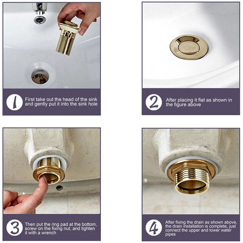 Sink Drain NonOverflow AntiClog Bathroom Wash Basin Drainer Stopper Accessory