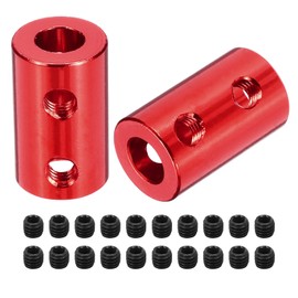 sourcing map Rigid Screw Coupling 6mm to 6mm Shaft Coupler Connector L20mm x D12mm Aluminum Alloy Joint Connector Set for 3D Printers DIY Encoder with 20 Screws, Red, 5Pack