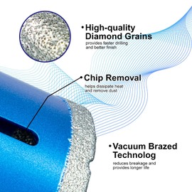 SALI Diamond Core Drill Bits 6 Inch (152mm) Tile Hole Saws Vacuum Brazed Hole Saw with 5/8-11 Thread for Glass Ceramic Porcelain Tiles Marble Brick Granite Quartz Fit Angle Grinders Drills
