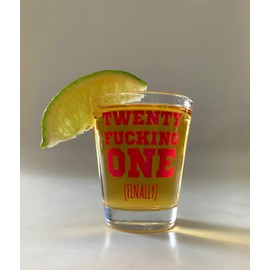 21st Birthday Shot Glass-Novelty Gifts for 21st Birthday-21 Year Old Birthday Gag Gifts-Finally 21 (clear-pink)
