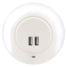 Plug in LED Night Light with 2 USB Port Charger 1w Cool White Automatic Sensor Dusk to Dawn Night Light for Bedroom Childrens Room Hallways Living Rooms A78B