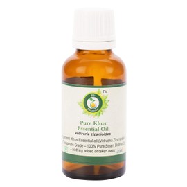 R V Essential Pure Khus Essential Oil 15ml (0.507oz)- Vetiveria Zizanioides (100% Pure and Natural Steam Distilled)